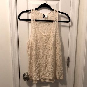 Lace cream tank